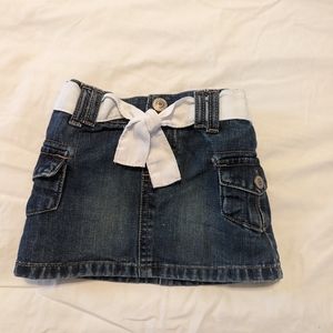 18-24 month Old Navy Denim Mini Skirt with White Sash Belt